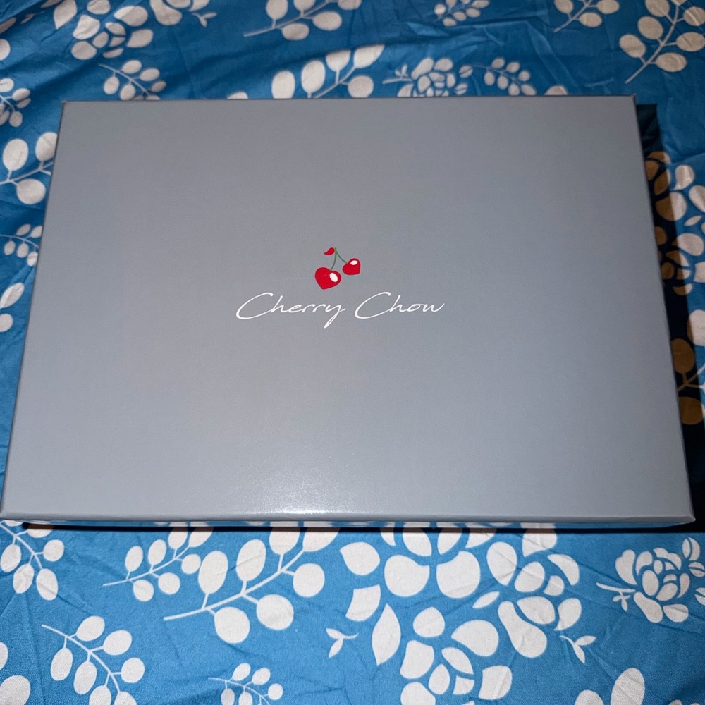 Cherry Chow Grey Box with Red Cherry Logo